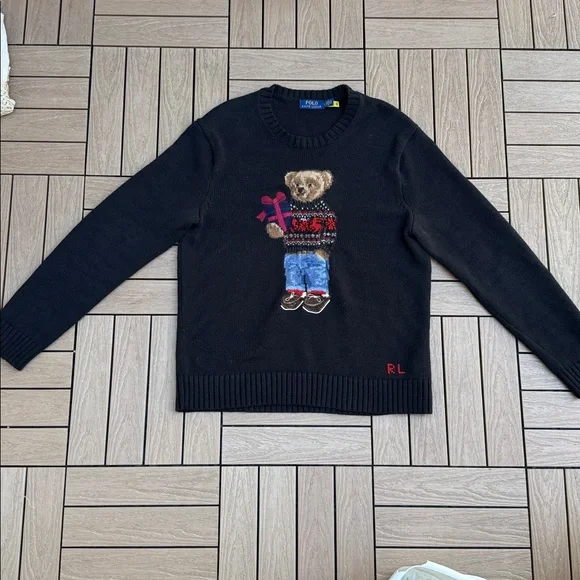 Polo Ralph Lauren black teddy bear crewneck sweater